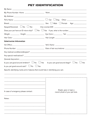 Pet Identification Form