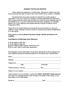 Request for Police Reports