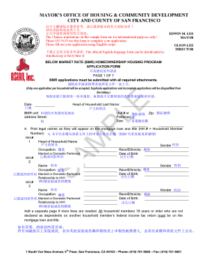 Below Market Rate Housing Program Application