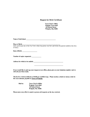 Request for Birth Certificate
