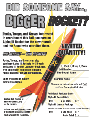 Scout Recruitment Rocket Order Form