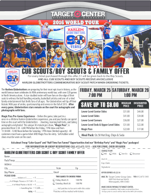 Harlem Globetrotters Cub Scouts Boy Scouts Family Offer
