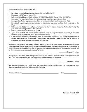 Midlothian ISD Employee iPad User Agreement