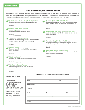Oral Health Flyer Order Form