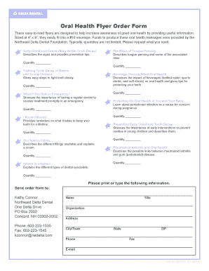 Oral Health Flyer Order Form
