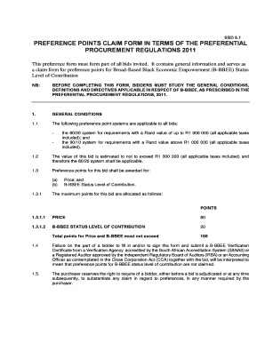 South Africa B-BBEE Preference Points Claim Form