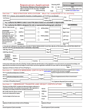American Miniature Horse Registration Application