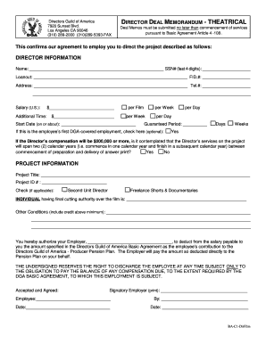 Director Deal Memorandum - Theatrical