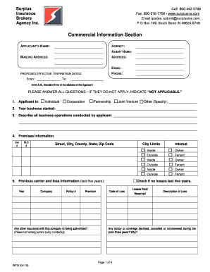 Commercial Property Insurance Application
