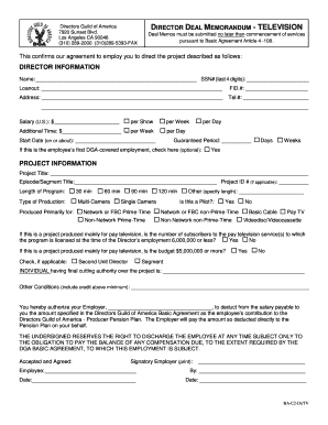 Director Deal Memorandum - Television