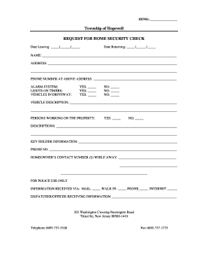 Request for Home Security Check