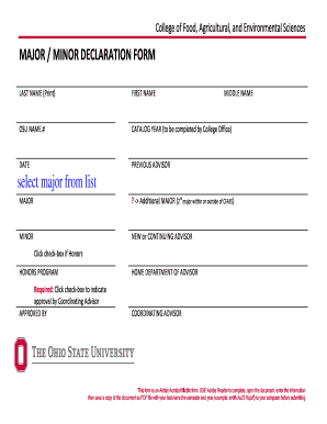 Major/Minor Declaration Form