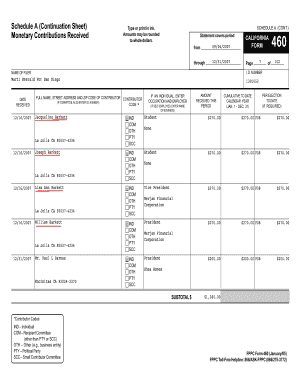California Form 460 Schedule A