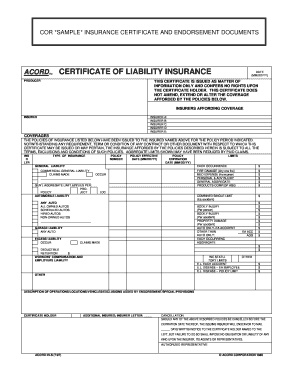 ACORD Certificate of Liability Insurance