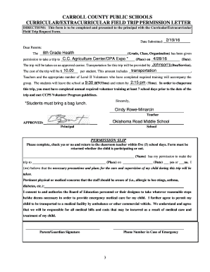Field Trip Permission Letter