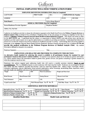 Employee Wellness Verification Form