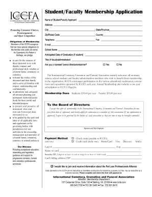 ICCFA Student/Faculty Membership Application