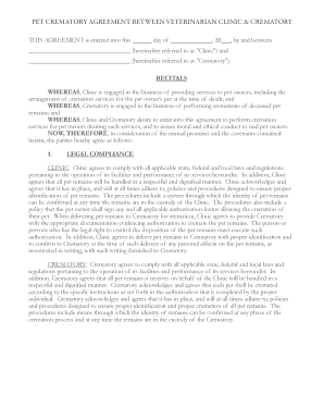 Pet Crematory Agreement
