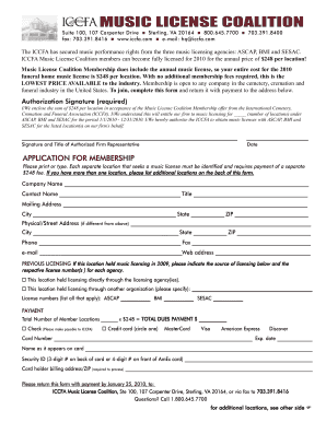 ICCFA Music License Coalition Membership Application