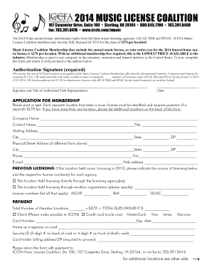 ICCFA Music License Coalition Membership Application