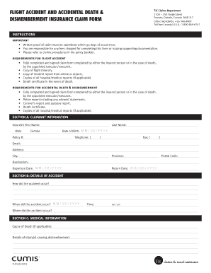 Dismemberment Insurance Claim Form