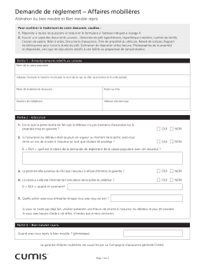 Demande de règlement – Affaires mobilières