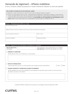 Demande de règlement – Affaires mobilières