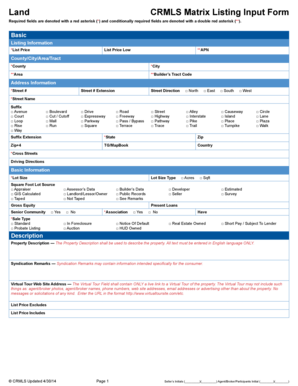 CRMLS Matrix Listing Input Form