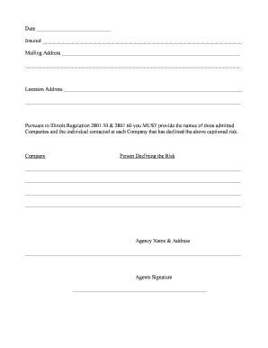 Illinois Insurance Risk Declination Form
