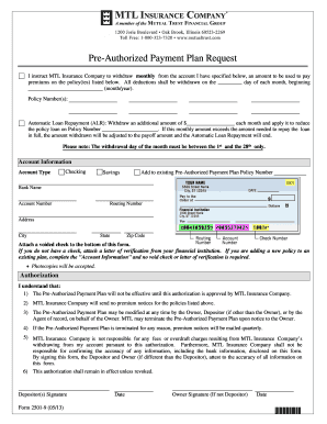 Pre-Authorized Payment Plan Request
