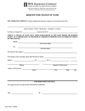 Request for Change of Name