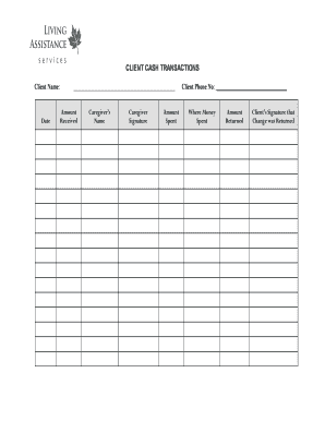 Client Cash Transactions Form