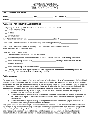 Carroll County Public Schools Salary Reduction Agreement