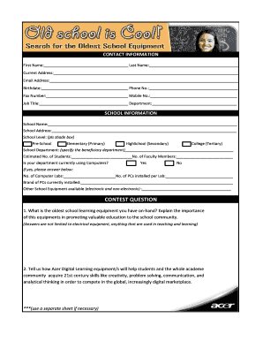 Acer Digital Learning Contest Application Form