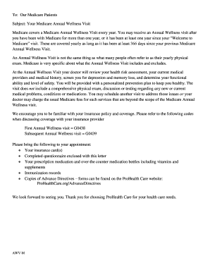 Medicare Annual Wellness Visit Questionnaire