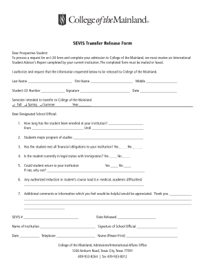 SEVIS Transfer Release Form