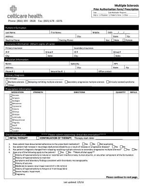 Multiple Sclerosis Prior Authorization Form