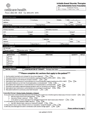 Irritable Bowel Disorder Therapies Prior Authorization Form