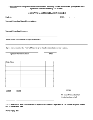 Medication Administration Record Form