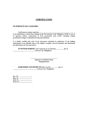 Philippines Bidding Certification