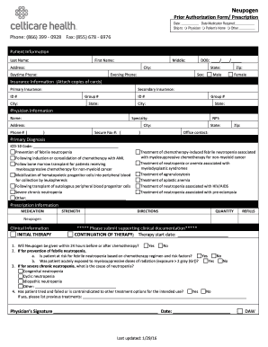 Neupogen Prior Authorization Form