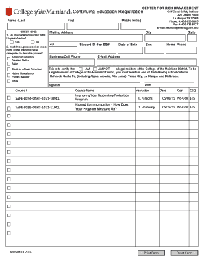 Continuing Education Registration Form