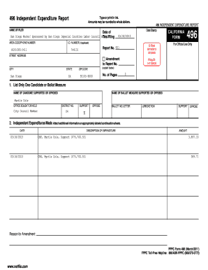 California Independent Expenditure Report Form 496