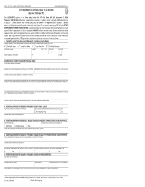 California Critical Need Restriction Application