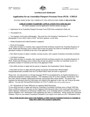 Australian Passport Application Form PC8 for Child