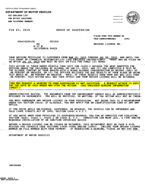 California DUI Suspension Order