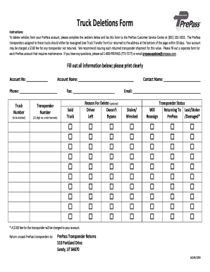 Truck Deletions Form