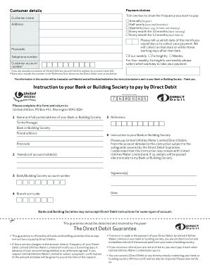 United Utilities Direct Debit Form