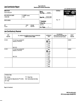California Late Contribution Report Form 497