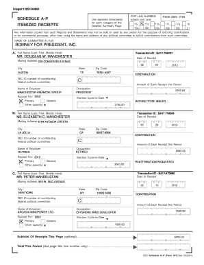 FEC Schedule A-P Form 3P